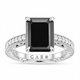 4.12 Carat Emerald Cut Black Diamond Engagement Ring Platinum Vintage Style Handmade Certified Anniversary Ring Unique Art Deco
