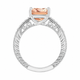 3.00 Carat Emerald Cut Morganite Engagement Ring, Anniversary Ring, 14K White Gold, Rose Gold Or Yellow Gold Unique Certified Handmade