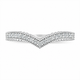 Diamond Pointed Wedding Band, V Shaped Curve Filigree Wedding Ring, Vintage Style Unique 14K White Gold 0.17 Carat Handmade