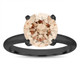 1.50 Carat Champagne Diamond Solitaire Engagement Ring  Vintage Style 14K Black Gold Handmade Certified 