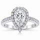 D Color VVS1 Pear Shaped Diamond Halo Engagement Ring Platinum GIA Certified 1.51 Carat Handmade