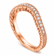 Filigree Diamond Curve Wedding Band, Vintage Style Unique 14K White, Rose or Yellow Gold 0.16 Carat Handmade