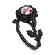 Pink Morganite Floral Engagement Ring, Rose Flower Ring, 1.05 Carat 14K Black Gold Handmade