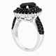 Platinum Pear Shaped Black Diamond Engagement Ring Double Halo 3.20 Carat Handmade Certified
