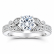 Moissanite and Diamonds Butterfly Engagement Ring 14K White Gold 1.20 Carat Unique Handmade Certified
