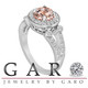 Unique Morganite Engagement Ring 1.36 Carat 14K White Gold or Rose Gold Halo Handmade Certified
