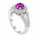 Unique Amethyst Engagement Ring 14K White Gold Diamond Halo 1.50 Carat Total Handmade