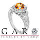 Citrine Unique Engagement Ring 1.52 Carat 14K White Gold Halo Handmade Certified