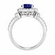 Sapphire Halo Engagement Ring Unique 14K White Gold 1.50 Carat Certified Handmade