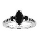 Black Diamond Marquise Engagement Ring 1.50 Carat Filigree Ring Unique 14K White Gold, Yellow Gold Or Rose Gold Handmade Certified