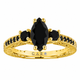 Black Diamond Marquise Engagement Ring 1.50 Carat Filigree Ring Unique 14K White Gold, Yellow Gold Or Rose Gold Handmade Certified
