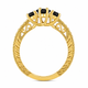 Black Diamond Marquise Engagement Ring 1.50 Carat Filigree Ring Unique 14K White Gold, Yellow Gold Or Rose Gold Handmade Certified