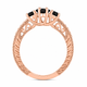 Black Diamond Marquise Engagement Ring & Wedding Band Set, 1.67 Carat Filigree Bridal Set, Unique 14K White Gold, Yellow Gold Or Rose Gold Handmade Certified
