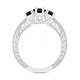 Black Diamond Marquise Engagement Ring & Wedding Band Set, 1.50 Carat Filigree Bridal Set, Unique 14K White Gold, Yellow Gold Or Rose Gold Handmade Certified