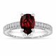 Pear Shaped Garnet Engagement Ring 1.52 Carat Vintage Filigree Milgrain Diamond Accent 14K White Gold Yellow Gold or Rose Gold Handmade Certified
