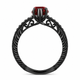 Pear Shaped Garnet Engagement Ring 1.52 Carat Vintage Filigree Milgrain 14K Black Gold Handmade Certified