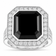 Asscher Cut Black Diamond Engagement Ring 15.14 Carat Certified Platinum Halo Ring Handmade One of a Kind