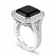 Asscher Cut Black Diamond Engagement Ring 15.14 Carat Certified Platinum Halo Ring Handmade One of a Kind