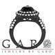 Pear Shaped Black Diamond Engagement Ring Double Halo 14k Black Gold Vintage Unique 2.88 Carat Certified Handmade