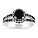 Black Diamond Unique Halo Engagement Ring 14k White Gold or Rose or Yellow Gold 1.86 Carat Certified Handmade