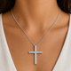 Platinum Diamond Cross Pendant Necklace 0.25 Carat Handmade Certified