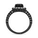 1.75 Carat Black Diamond Engagement Ring Vintage Halo 14k Black Gold Certified Unique Handmade