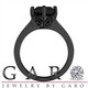 1.30 Carat Cushion Cut Black Diamond Solitaire Engagement Ring 14K Black Gold Vintage Style Unique Gallery Design Handmade Certified 