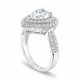 3.08 Carat Pear Moissanite & Diamond Engagement Ring Double Halo Pave 14K White Gold Handmade Certified