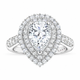 3.08 Carat Pear Moissanite & Diamond Engagement Ring Double Halo Pave 14K White Gold Handmade Certified