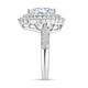 3.08 Carat Pear Moissanite & Diamond Engagement Ring Double Halo Pave 14K White Gold Handmade Certified