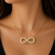 Infinity Diamond Pendant Necklace 14k White Gold, Rose Gold Or Yellow Gold 0.47 Carat Handmade Certified