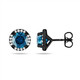 Blue Diamond Halo Earrings, Micro Pave 2.18 Carat 14K Black Gold Vintage Style Unique Handmade Certified  