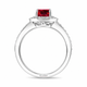 Oval Garnet Engagement Ring Unique Halo 14K White Gold 1.72 Carat Handmade Certified
