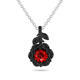 1.00 Carat Red Diamond Floral Pendant Necklace, 14K Black Gold Vintage Style Rose Flower Unique Handmade Certified