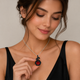 1.00 Carat Red Diamond Floral Pendant Necklace, 14K Black Gold Vintage Style Rose Flower Unique Handmade Certified