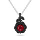 1.02 Carat Ruby Floral Pendant Necklace, 14K Black Gold Vintage Style Rose Flower Unique Handmade Certified