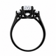 1.80 Carat Lab Grown Diamond Three Stone Engagement Ring 14K Black Gold Vintage Style IGI Certified Handmade