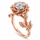 1.01 Carat Lab Grown Diamond Solitaire Rose Flower Engagement Ring, Floral Unique Anniversary Ring, IGI Certified 14K White Gold, Rose Gold Or Yellow Gold Handmade