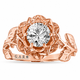 1.01 Carat Lab Grown Diamond Solitaire Rose Flower Engagement Ring, Floral Unique Anniversary Ring, IGI Certified 14K White Gold, Rose Gold Or Yellow Gold Handmade
