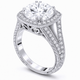 Platinum Lab Grown Diamond Halo Engagement Ring 3.30 Carat IGI Certified Hand Engraved Unique Handmade