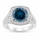 3 Carat VS2 Blue Diamond Engagement Ring Platinum Certified Handmade Unique