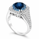3 Carat VS2 Blue Diamond Engagement Ring Platinum Certified Handmade Unique