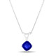 1.38 Carat Cushion Cut Sapphire Solitaire Pendant Necklace 14K White Gold Handmade Certified