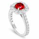 1.92 Carat Red Diamond Halo Engagement Ring 14K White Gold Unique Handmade Certified