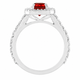 2.55 Carat Red Diamond Halo Engagement Ring And Wedding Band Set 14k White Gold Unique Handmade Certified