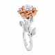 1.01 Carat Lab Grown Diamond Solitaire Rose Flower Unique Engagement Ring IGI Certified 14K White and Rose Gold Handmade
