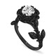 1.38 Carat Lab Grown Diamond Floral Engagement Ring Unique Rose Flower IGI Certified 14K Black Gold Handmade