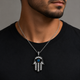 Large Hamsa Diamond Pendant Necklace, Evil Eye Pendant, 1.70 Carat Vintage Style 14K Black Gold Unique Handmade
