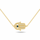 14K Gold Hamsa Diamond Pendant Necklace 0.32 Carat Natural Diamonds
