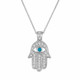 Platinum Diamond Hamsa Pendant Necklace 0.37 Carat Handmade Blue Diamond Eye Certified Platinum Diamond Hamsa Pendant Necklace 0.37 Carat Handmade Blue Diamond Eye Certified